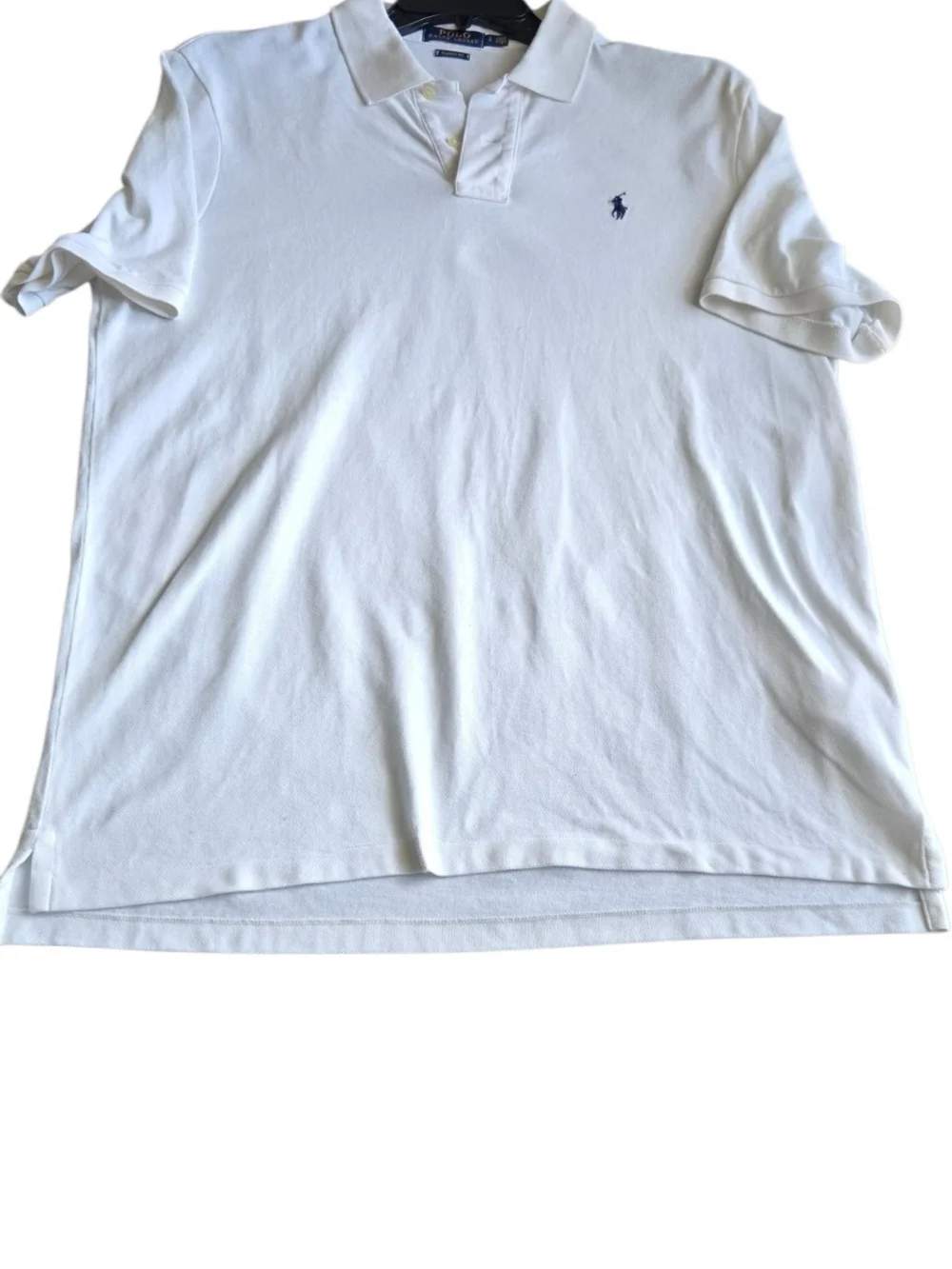 Polo Ralph Lauren Classic Fit Pique Polo Shirt Men's L White Navy Pony Logo